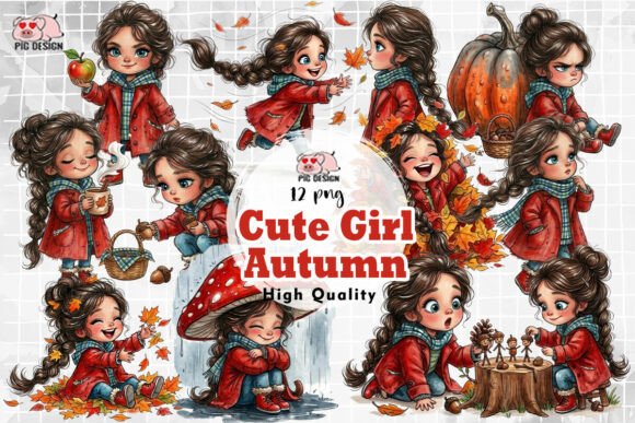 Download Cute Girl Autumn Clipart PNG - Clipart png Collection