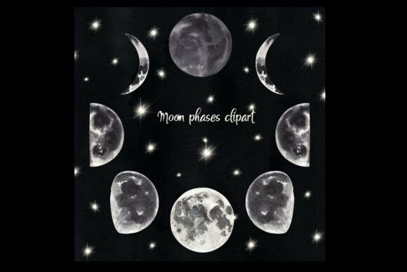 Download Moon Phases Watercolor Clipart Png Files - Clipart png Collection