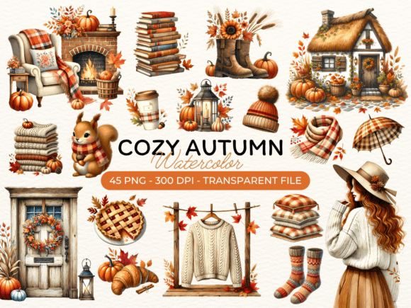 Download Cozy Autumn Clipart PNG Bundle - Clipart png Collection