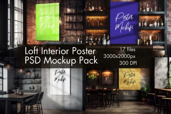 Download Loft Interior Poster Mockup Pack - Poster Collection