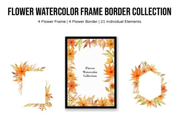 Download Flower Watercolor Frame Border Fall Set - Watercolor frame border Collection