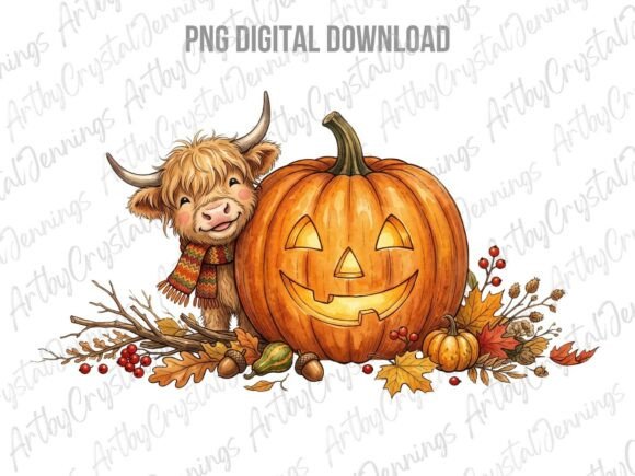 Download Highland Cow Fall Pumpkin Clipart PNG - Clipart png Collection