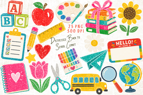 Download Distressed Back to School Clipart PNG - Clipart png Collection