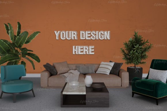Download Interior Wall Mockup, Digital Print - Interior wall mockup Collection