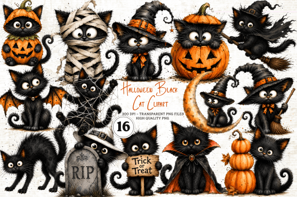 Download Halloween Black Cat Clipart PNG - Clipart png Collection