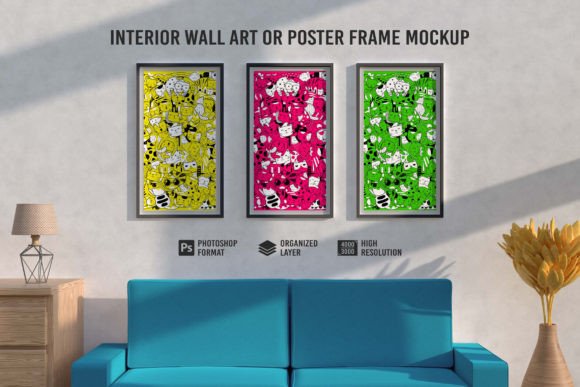 Download Interior Wall Art or Poster Frame Mockup - Poster Collection