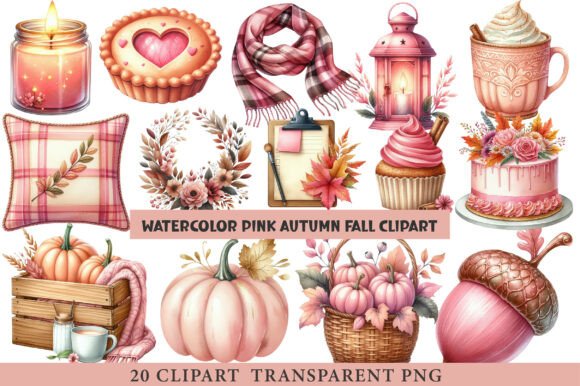 Download Watercolor Pink Autumn Fall Clipart PNG - Clipart png Collection