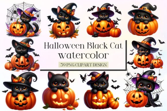 Download Halloween Black Cat Pumpkin Clipart PNG - Clipart png Collection