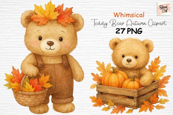 Download Whimsical Teddy Bear Autumn Clipart PNG - Clipart png Collection
