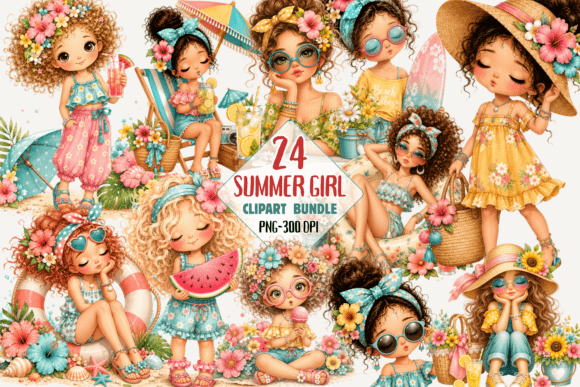 Download Summer Girl Clipart PNG Bundle Beach Png - Clipart png Collection