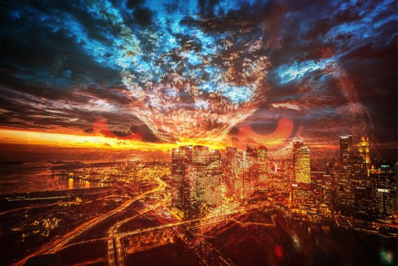 Download Crazy City with Owl Printable Art Poster - Poster Collection